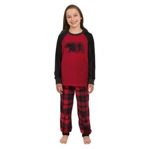 NEW Eddie Bauer SIZE - 7/8 Cozy Bear Kids Pajamas - Red and Black